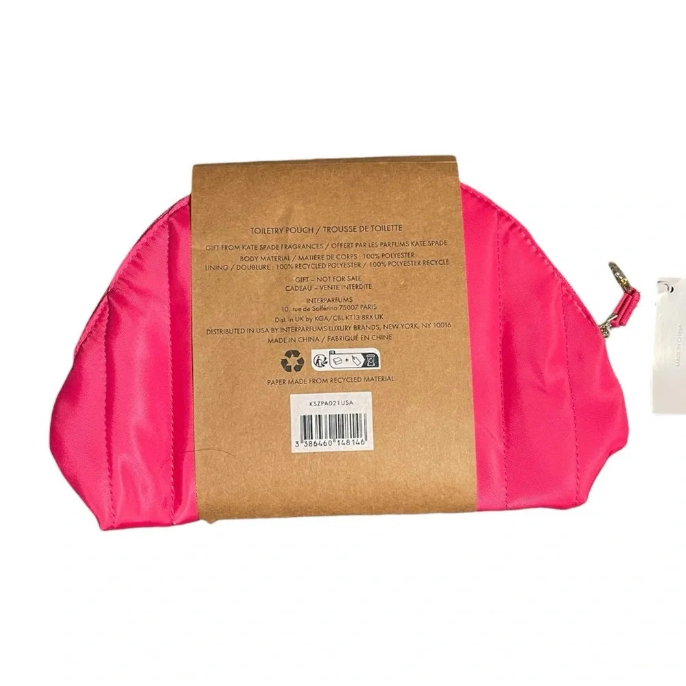 Kate Spade Fragrances Women’s Pink Quilted Puff Cosmetic Pouch - Gold Zipper